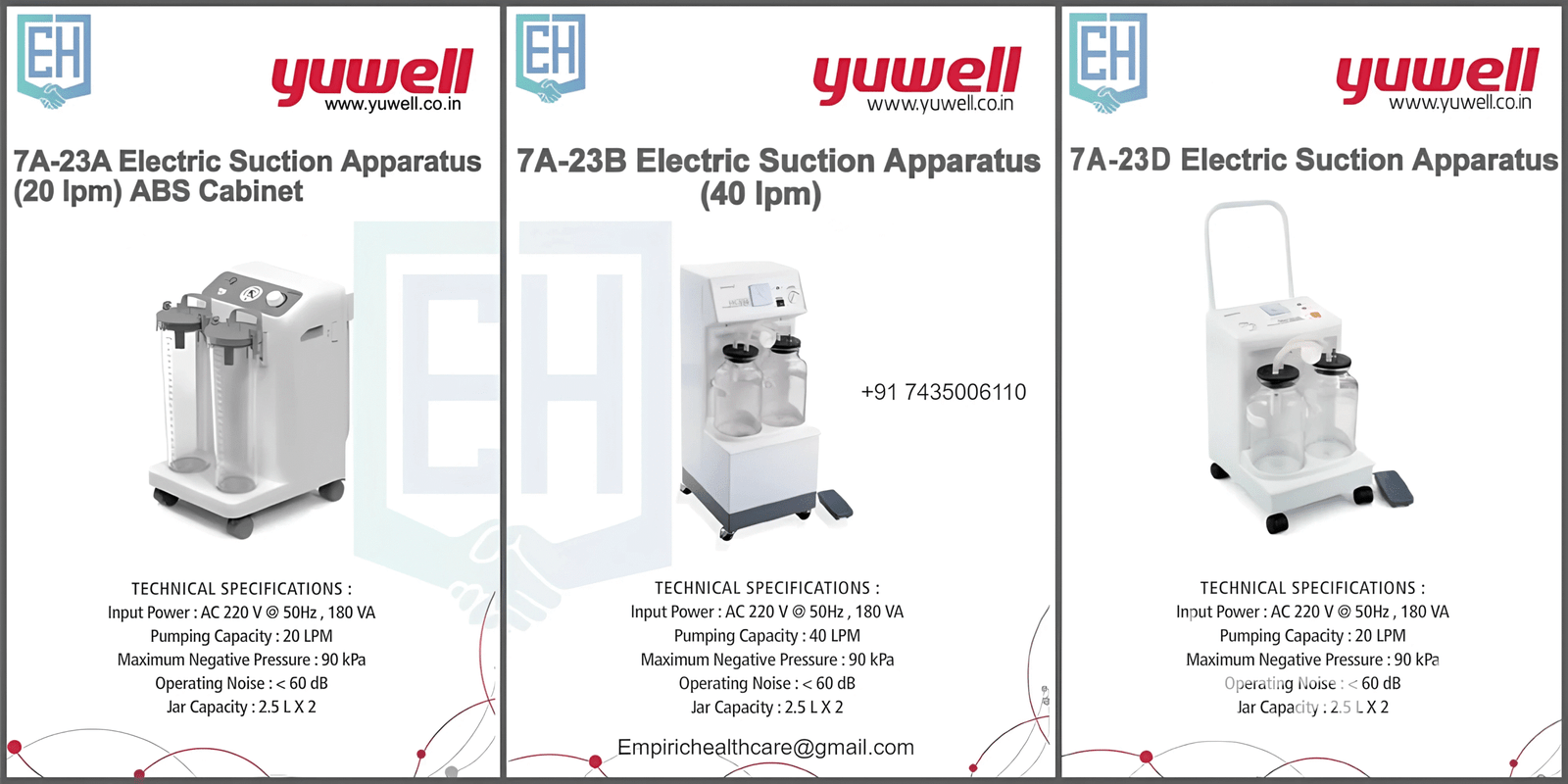 Yuwell Double Bottle Suction Machine 7A-23A - Image 4
